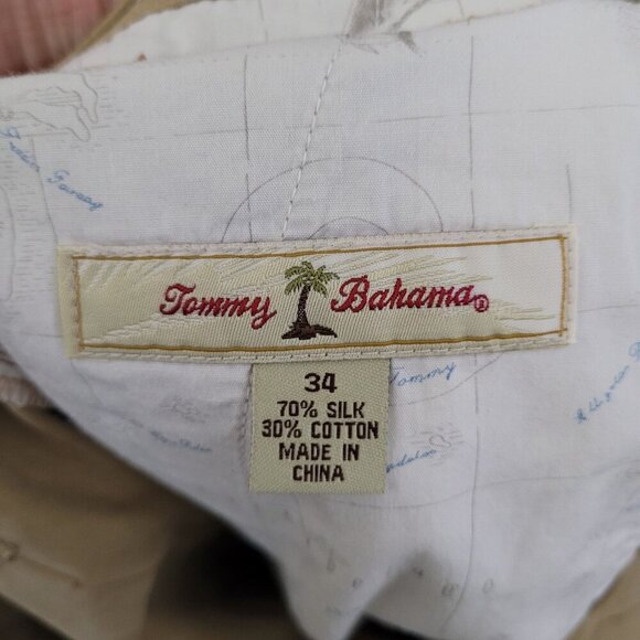 Tommy Bahama Mens Khaki Casual Pants Size 34x32 Silk & Cotton Blend   JCT - Picture 4 of 8